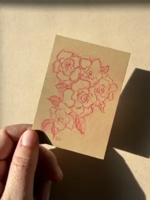 Untitled Rose Sketch aceo art card thumbnail 1