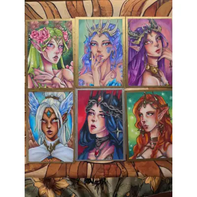 Dragon Queen - Original ACEO - Ancient Queen Series aceo art card thumbnail 5