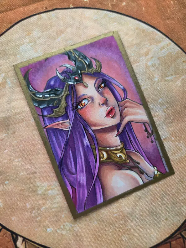 Dragon Queen - Original ACEO - Ancient Queen Series aceo art card