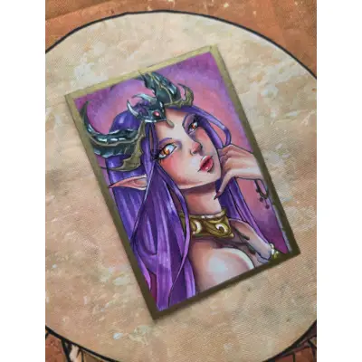 Dragon Queen - Original ACEO - Ancient Queen Series aceo art card thumbnail 1
