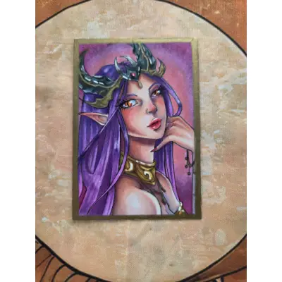 Dragon Queen - Original ACEO - Ancient Queen Series aceo art card thumbnail 4