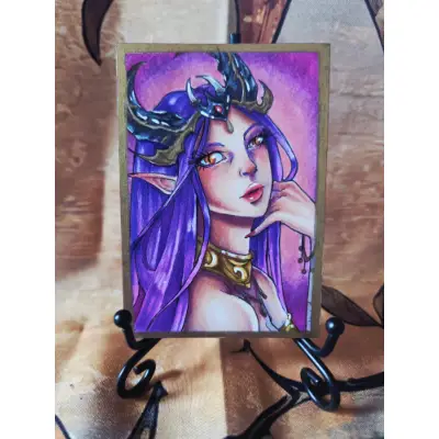 Dragon Queen - Original ACEO - Ancient Queen Series aceo art card thumbnail 2