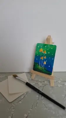 5 Mushrooms aceo art card thumbnail 2