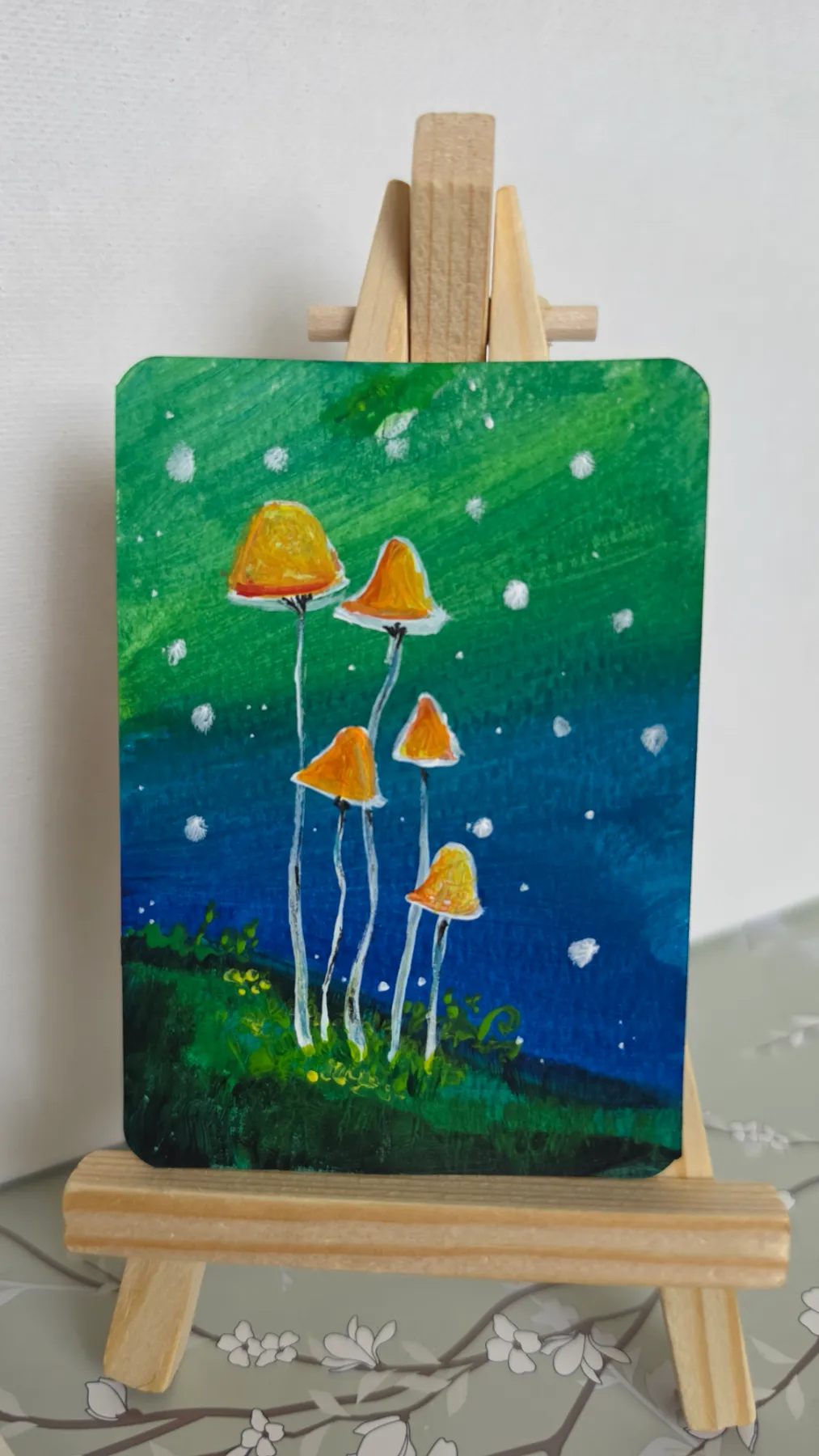 5 Mushrooms aceo art card