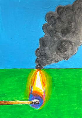 Smoke on the Horizon aceo art card thumbnail 2