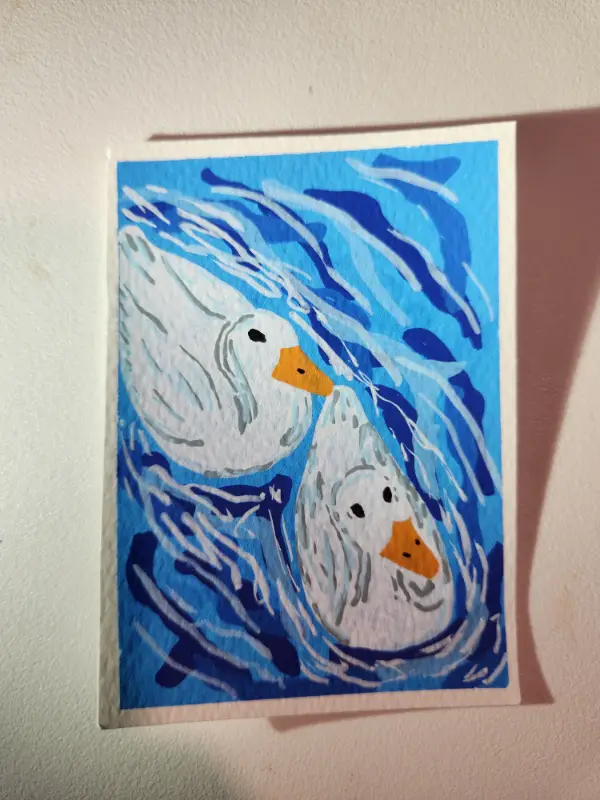 One Duck, Two Ducks aceo art card