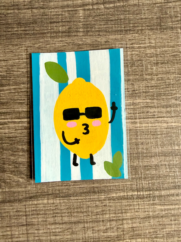 Cartoon Lemon aceo art card