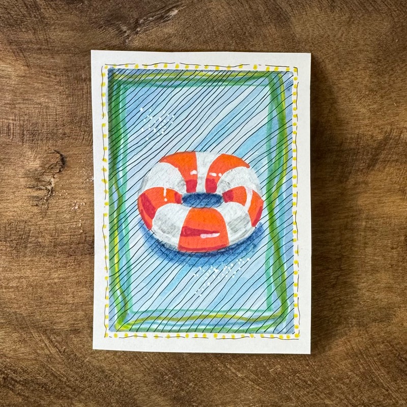 Striped Inner Tube aceo art card