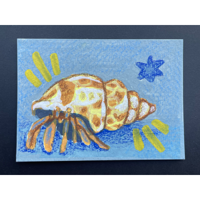 “Hello world” Hermit crab ACEO by Norah Mae aceo art card thumbnail 3