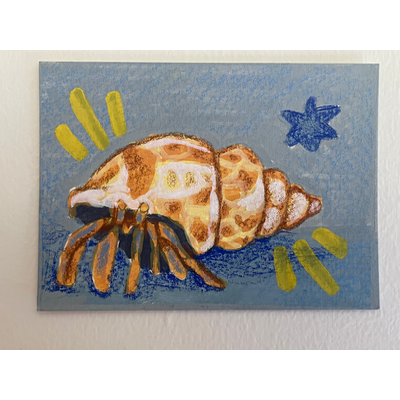 “Hello world” Hermit crab ACEO by Norah Mae aceo art card thumbnail 1