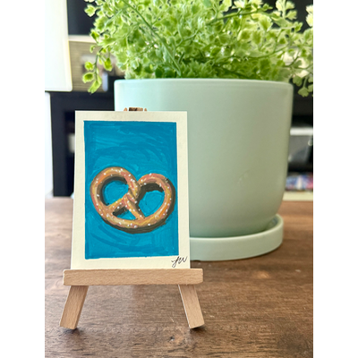 ACEO Artist Card Twisted Pretzel, 2.5x3.5", acrylic markers on paper aceo art card thumbnail 2