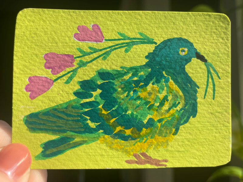 A gift for you: pigeon portrait- ACEO by Norah Mae aceo art card