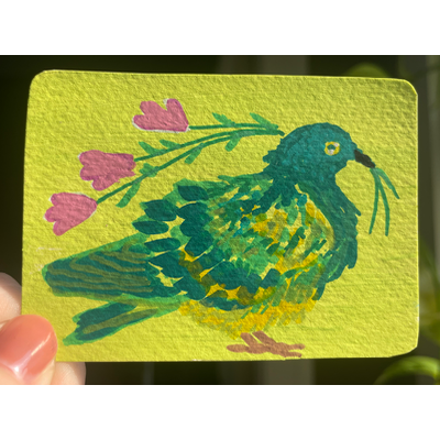 A gift for you: pigeon portrait- ACEO by Norah Mae aceo art card thumbnail 1