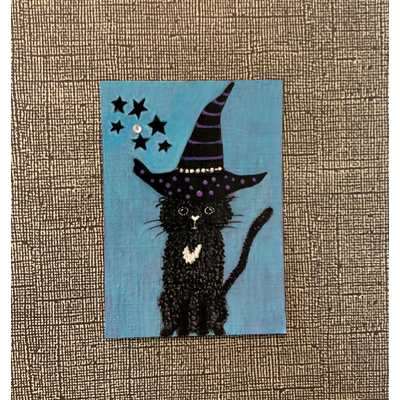 Halloween Kitty aceo art card thumbnail 2