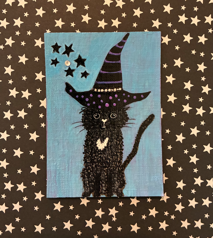 Halloween Kitty aceo art card