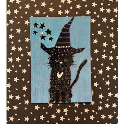 Halloween Kitty aceo art card thumbnail 1