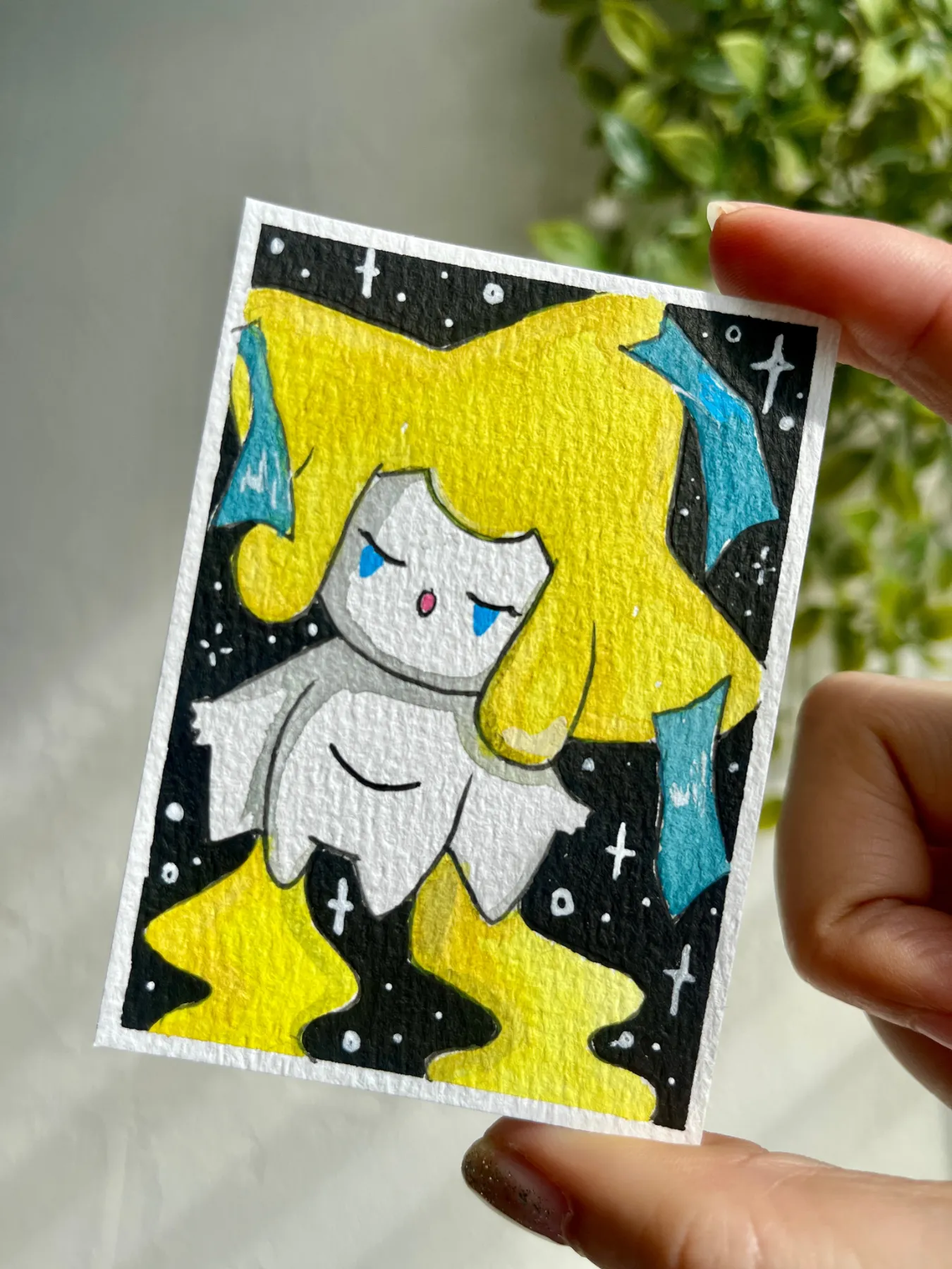 Floating Jirachi Pokemon aceo art card