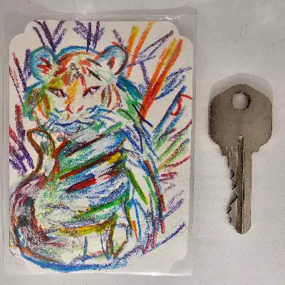 Rainbow Tiger Cub aceo art card thumbnail 2