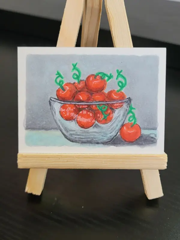 "Cherry Berries" Pokémon berry Inspired Still Life drawing aceo art card