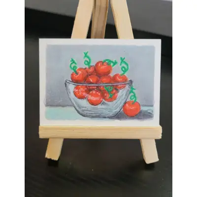 "Cherry Berries" Pokémon berry Inspired Still Life drawing aceo art card thumbnail 1