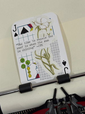 Floral JFK quote micro collage print by Mazerzine aceo art card thumbnail 2