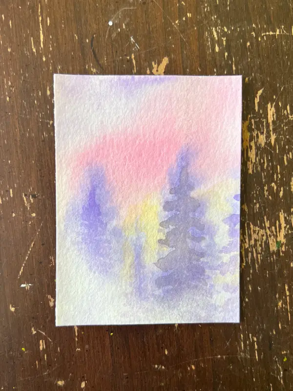 Misty Morning Pines aceo art card