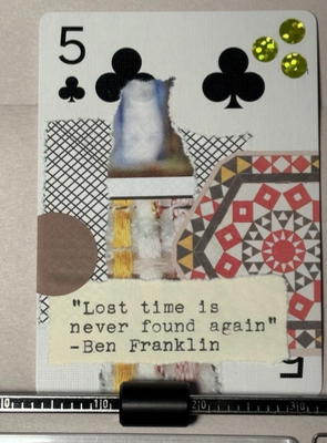Ben Franklin #5 quote card micro collage by Mazerzine aceo art card thumbnail 1
