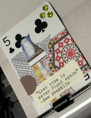 Ben Franklin #5 quote card micro collage by Mazerzine aceo art card thumbnail 2