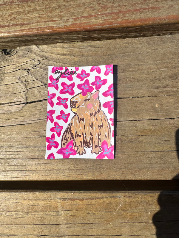 Capybara: Violet aceo art card