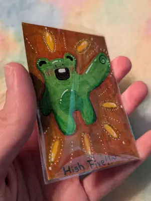 'High Five!!' Inspo-Frog 5/10 aceo art card thumbnail 4