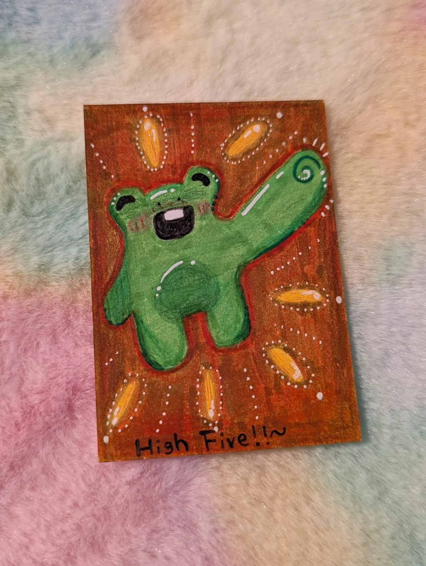 'High Five!!' Inspo-Frog 5/10 aceo art card