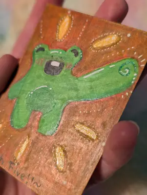 'High Five!!' Inspo-Frog 5/10 aceo art card thumbnail 3