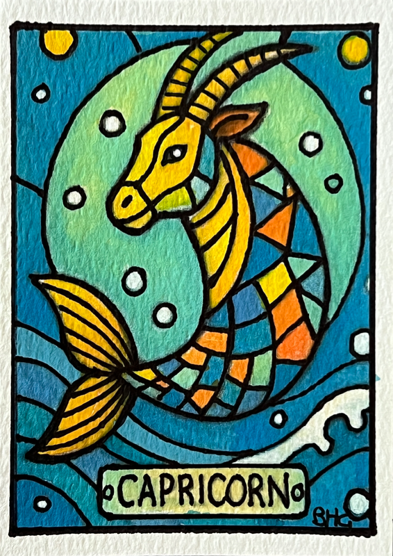 Capricorn aceo art card