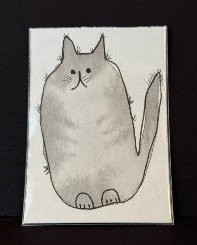 Smokey — Watercolor & Ink ACEO (Original) aceo art card