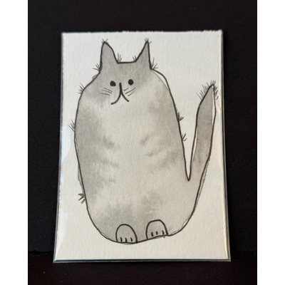 Smokey — Watercolor & Ink ACEO (Original) aceo art card thumbnail 1