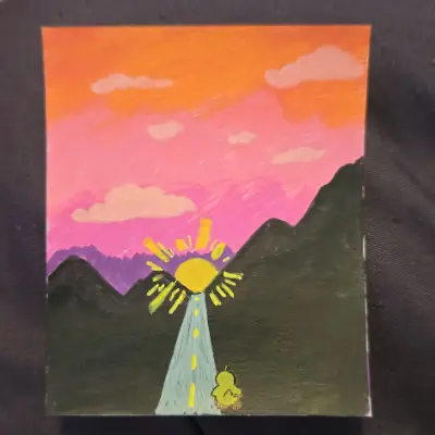 Sigh Duck into the Sunset aceo art card thumbnail 1