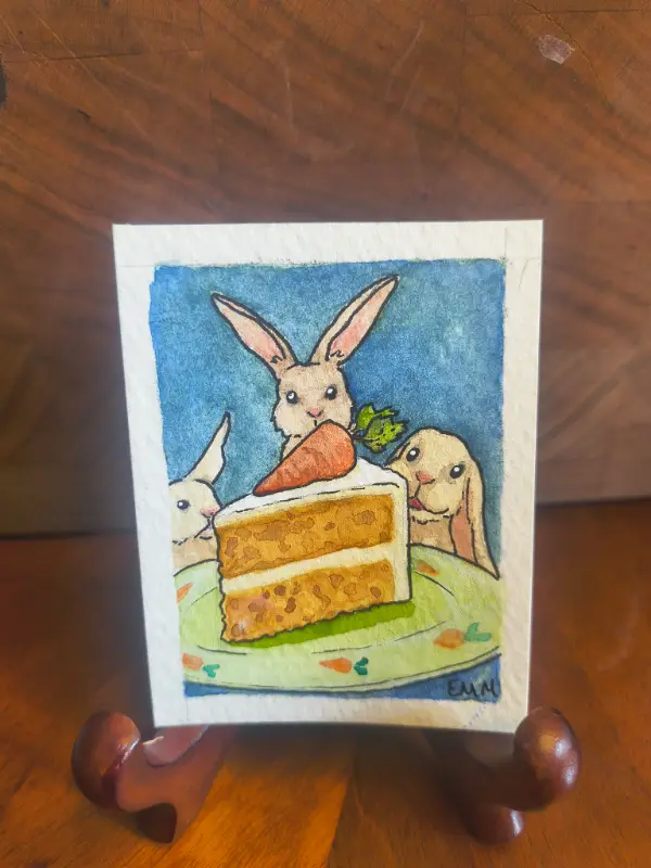 Carrot Temptation aceo art card