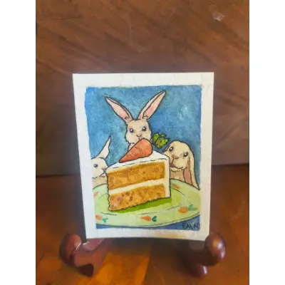 Carrot Temptation aceo art card thumbnail 1