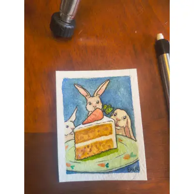Carrot Temptation aceo art card thumbnail 2