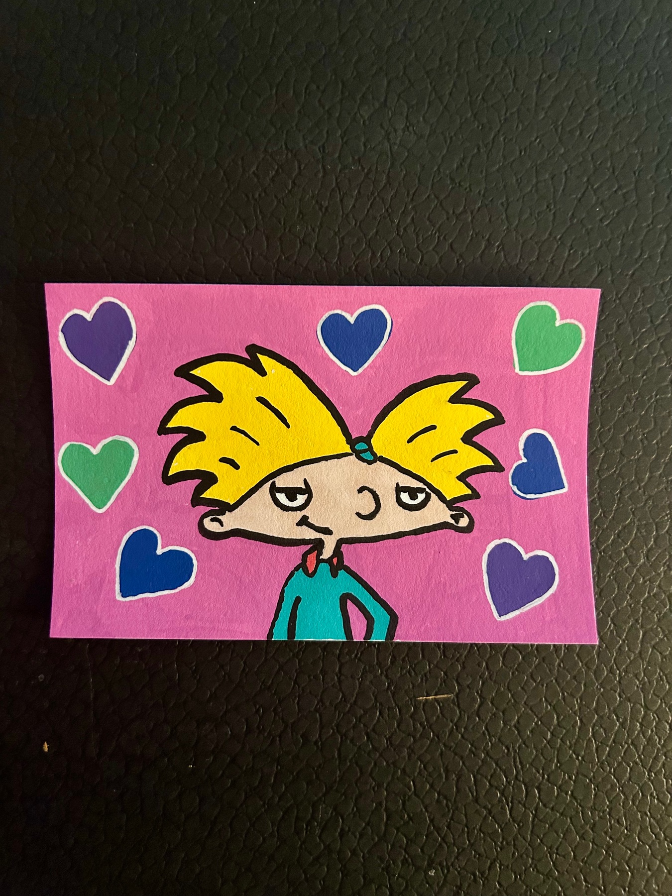 Original ACEO Card Art | Hey Arnold Art | Acrylic Medium aceo art card