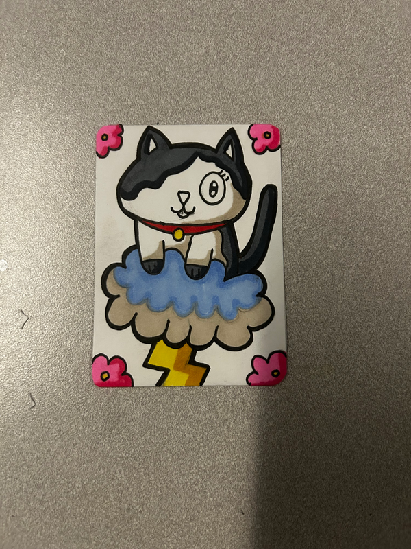 Cat on cloud aceo art card