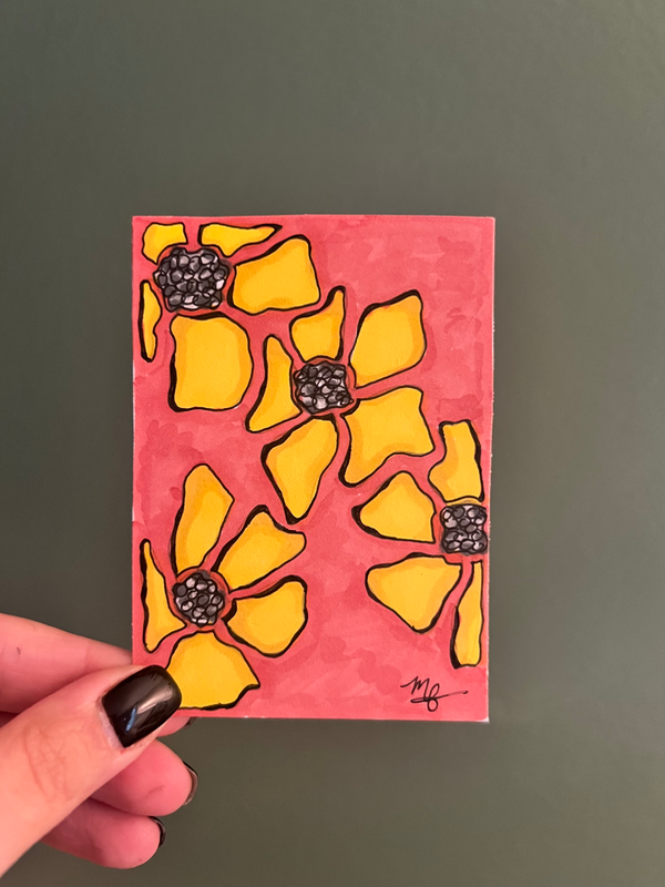 Melting Flowers- Sunflowers aceo art card
