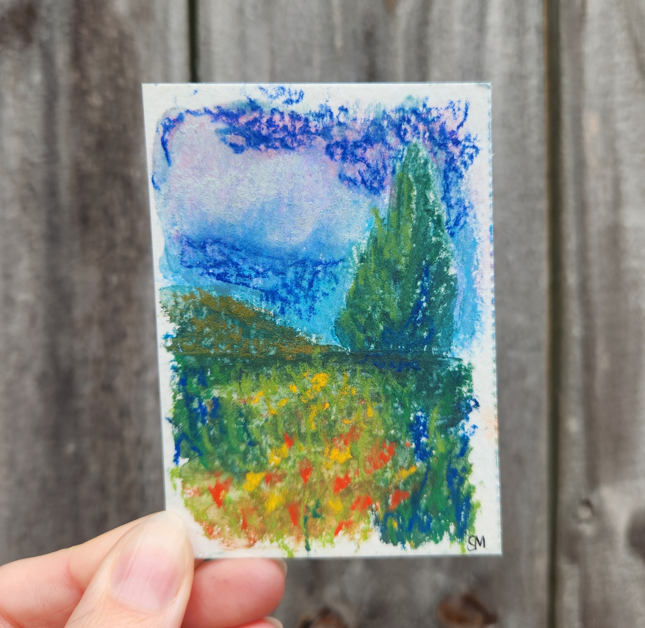 Landscape in soft pastel aceo art card
