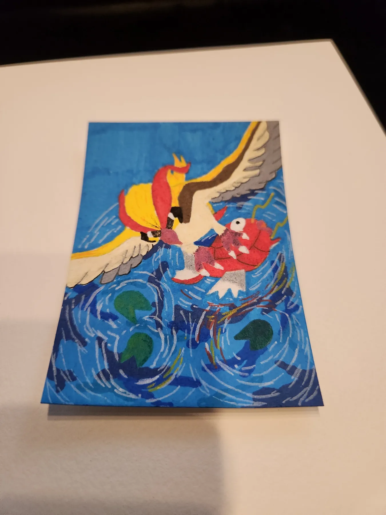Bird with Fish aceo art card