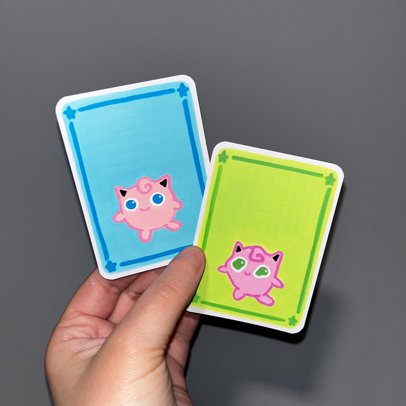 original aceo pokemon fan art jigglypuff bundle left handed shiny aceo art card
