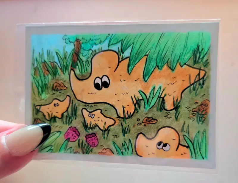 Dino-nuggets in the Wild 2/5 aceo art card