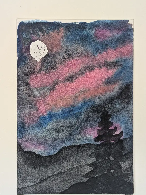 The Lonely Tree aceo art card