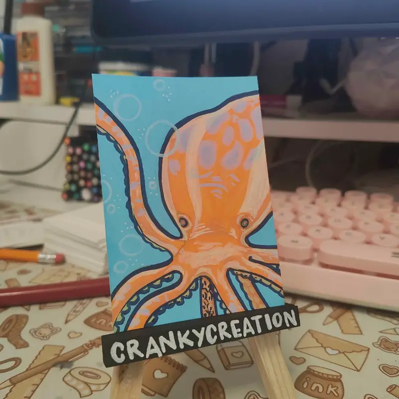 Underwater Octo aceo art card