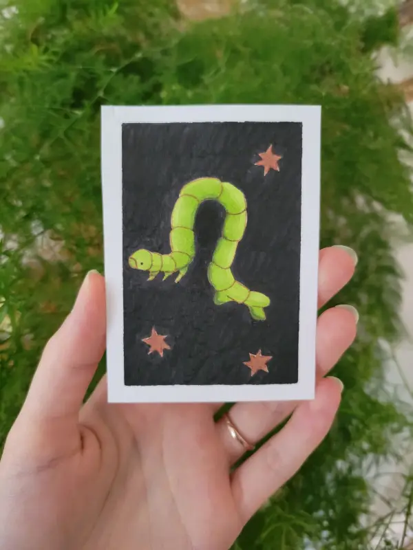 Inch Worm (Kevin) aceo art card