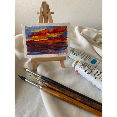 Santa Monica Sunset - Limited Series - three original paintings aceo art card thumbnail 3